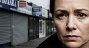 A worried face with a closed shops in image 2