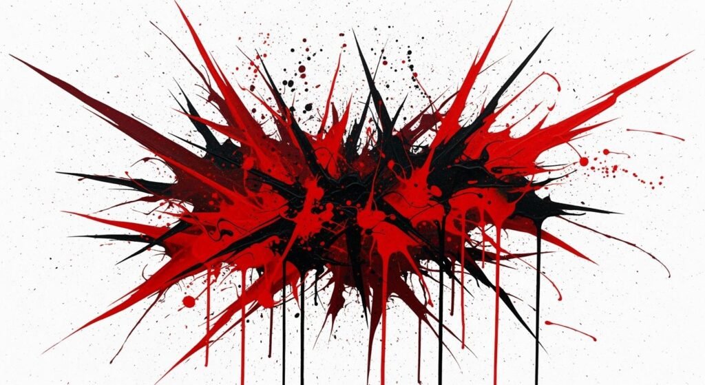 Abstract red and black splatter image