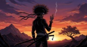 Afro samurai background smoking image 3