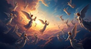 Angels in the sky background image 2