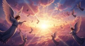 Angels in the sky background image 3