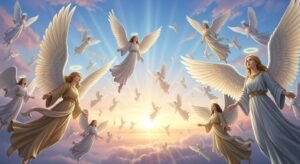 Angels in the sky background image