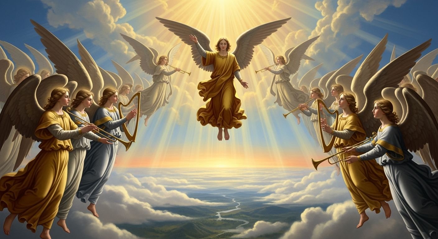 Angels in the sky background image 4
