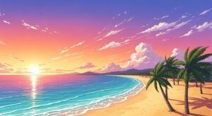 Anime beach background image 3