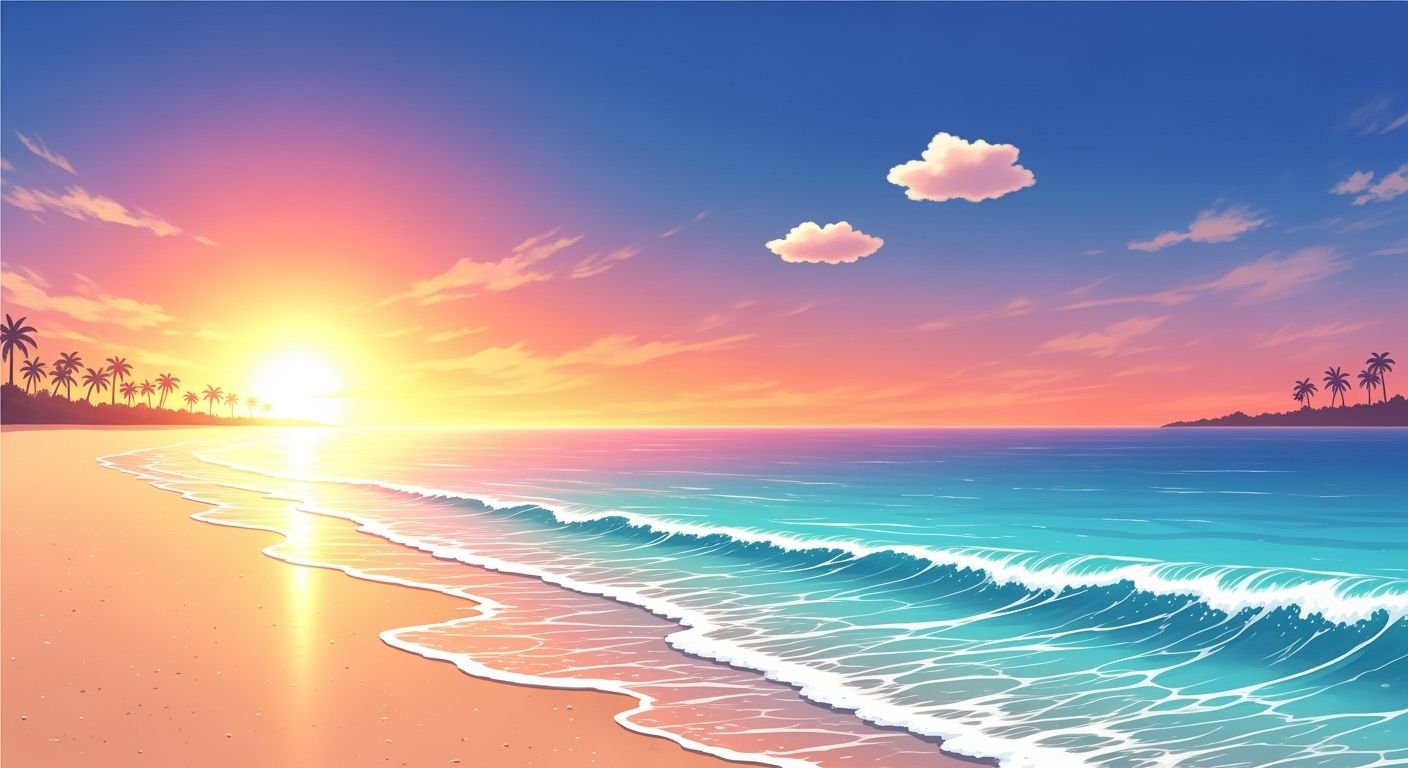 Anime beach background image