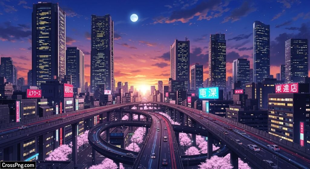 Anime city background image