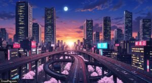 Anime city background image