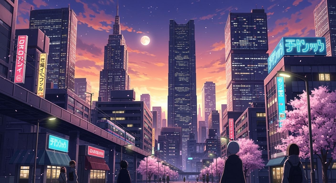 Anime city background image