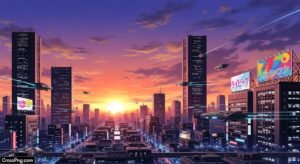 Anime city background image