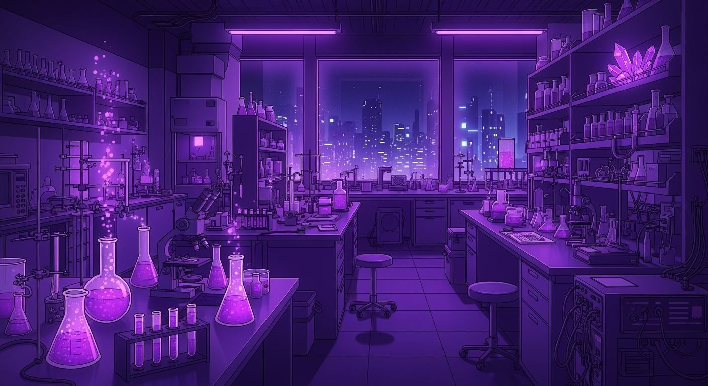 Anime purple lab interior background image 3
