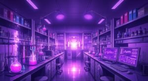 Anime purple lab interior background image