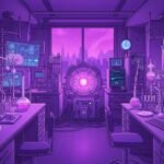 Anime purple lab interior background image 4