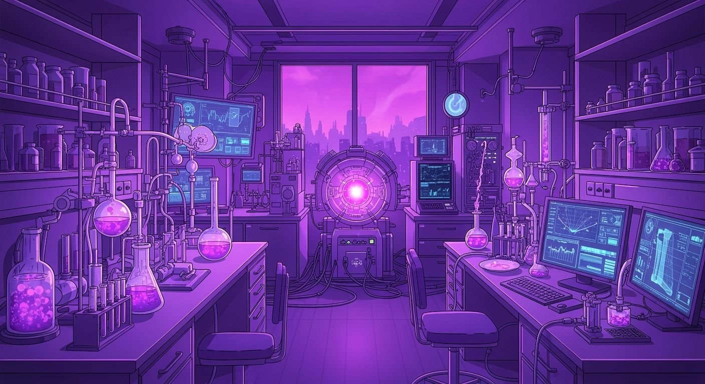 Anime purple lab interior background image 4