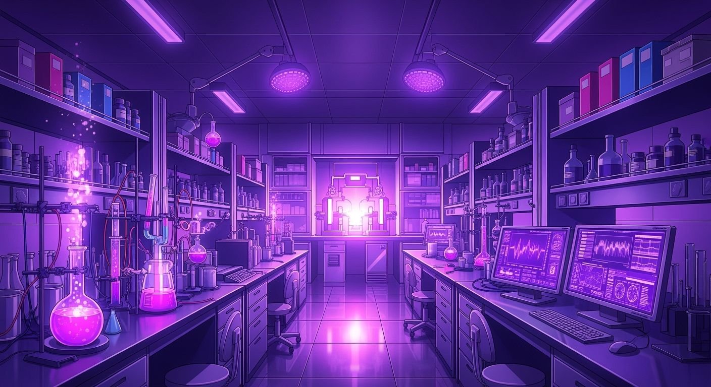 Anime purple lab interior background image