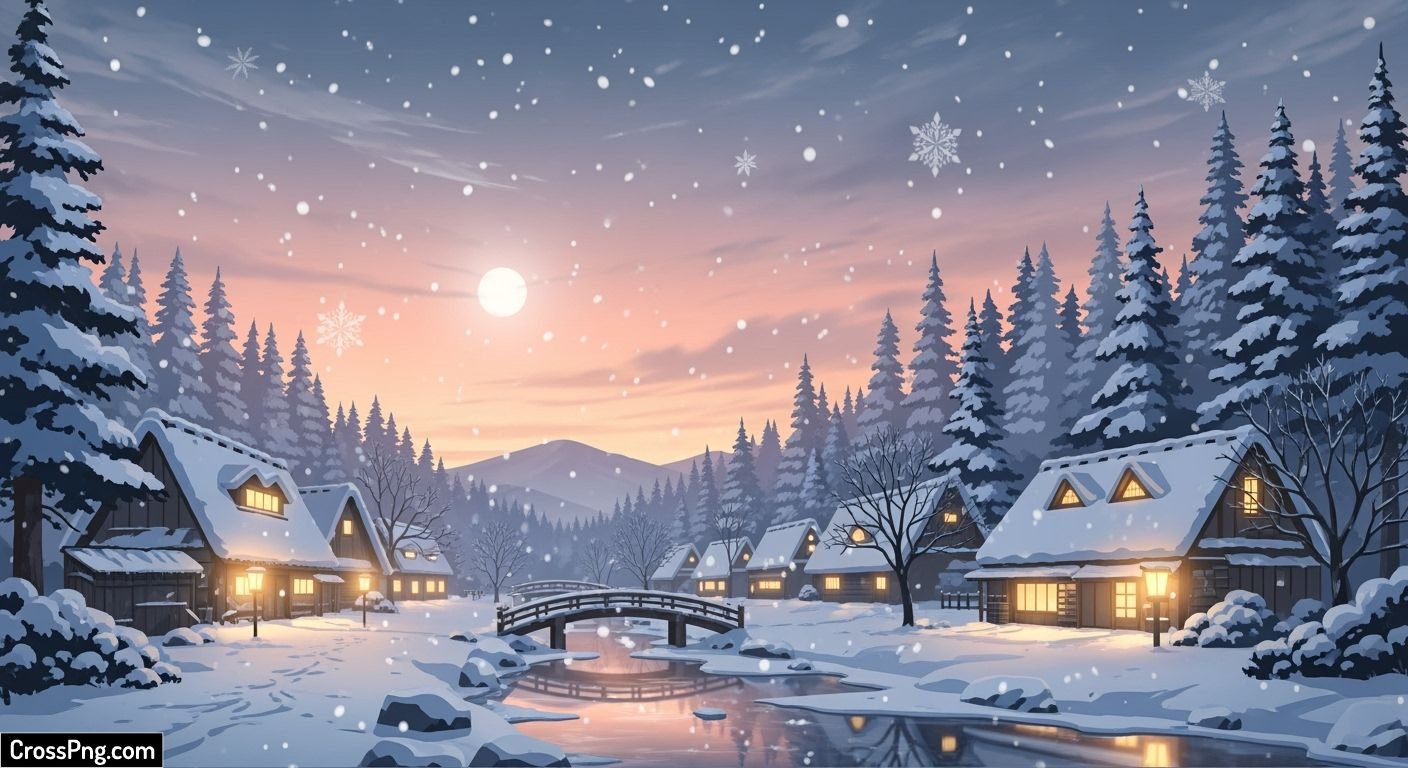 Anime winter background image