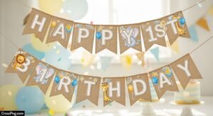 Baby birthday banner background hd image