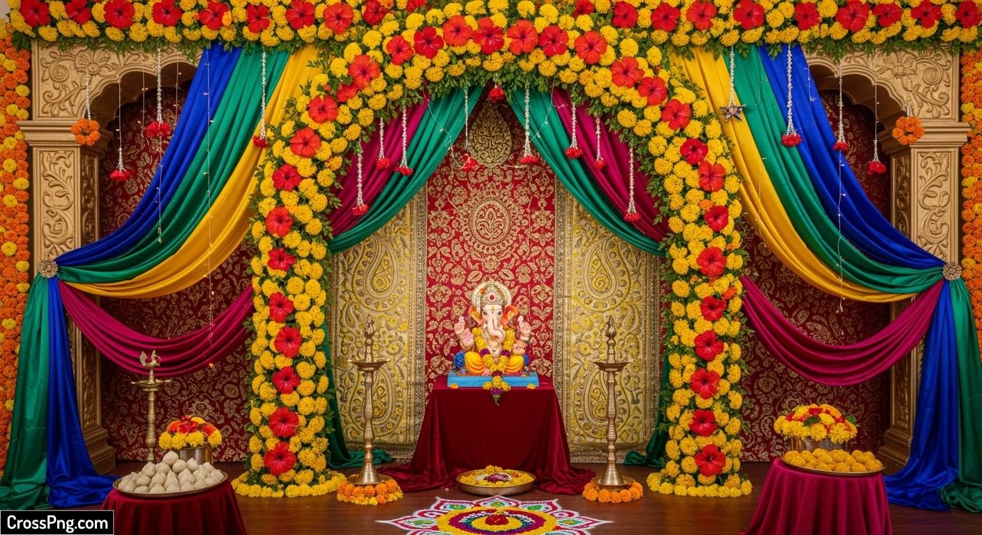 Background decoration for ganesh chaturthi image