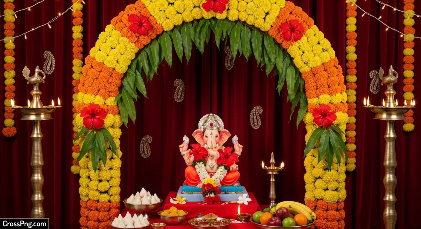 Background decoration for ganesh festival image