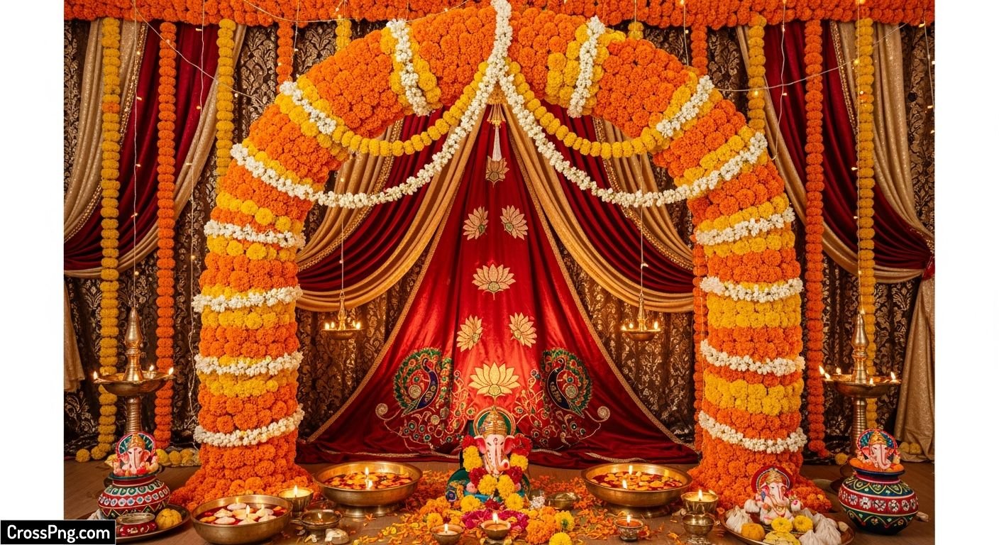 Background decoration for ganesh festival image 3