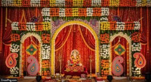 Background decoration for ganesh festival image
