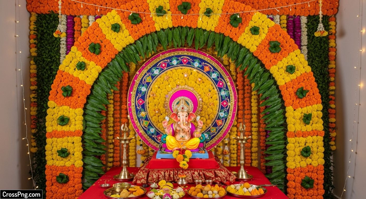 Background decoration for ganesh festival image 4