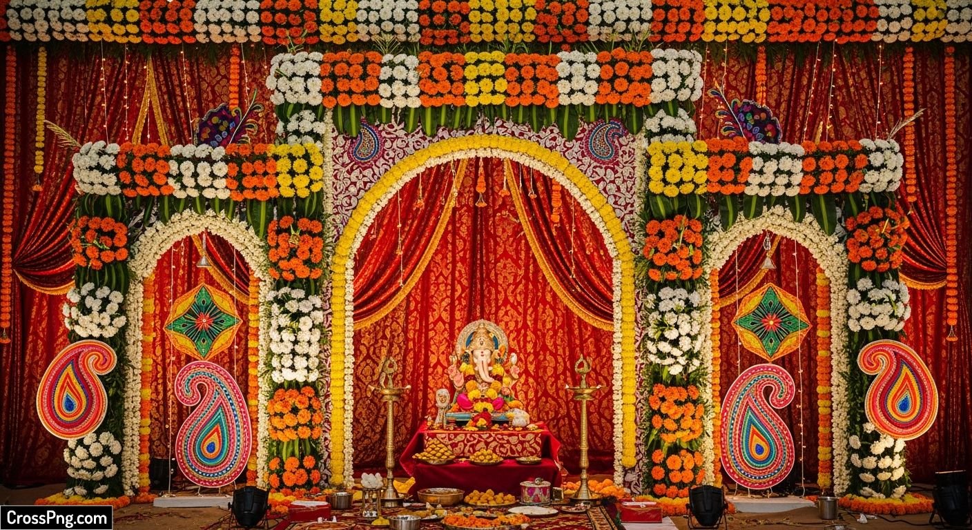 Background decoration for ganesh festival image