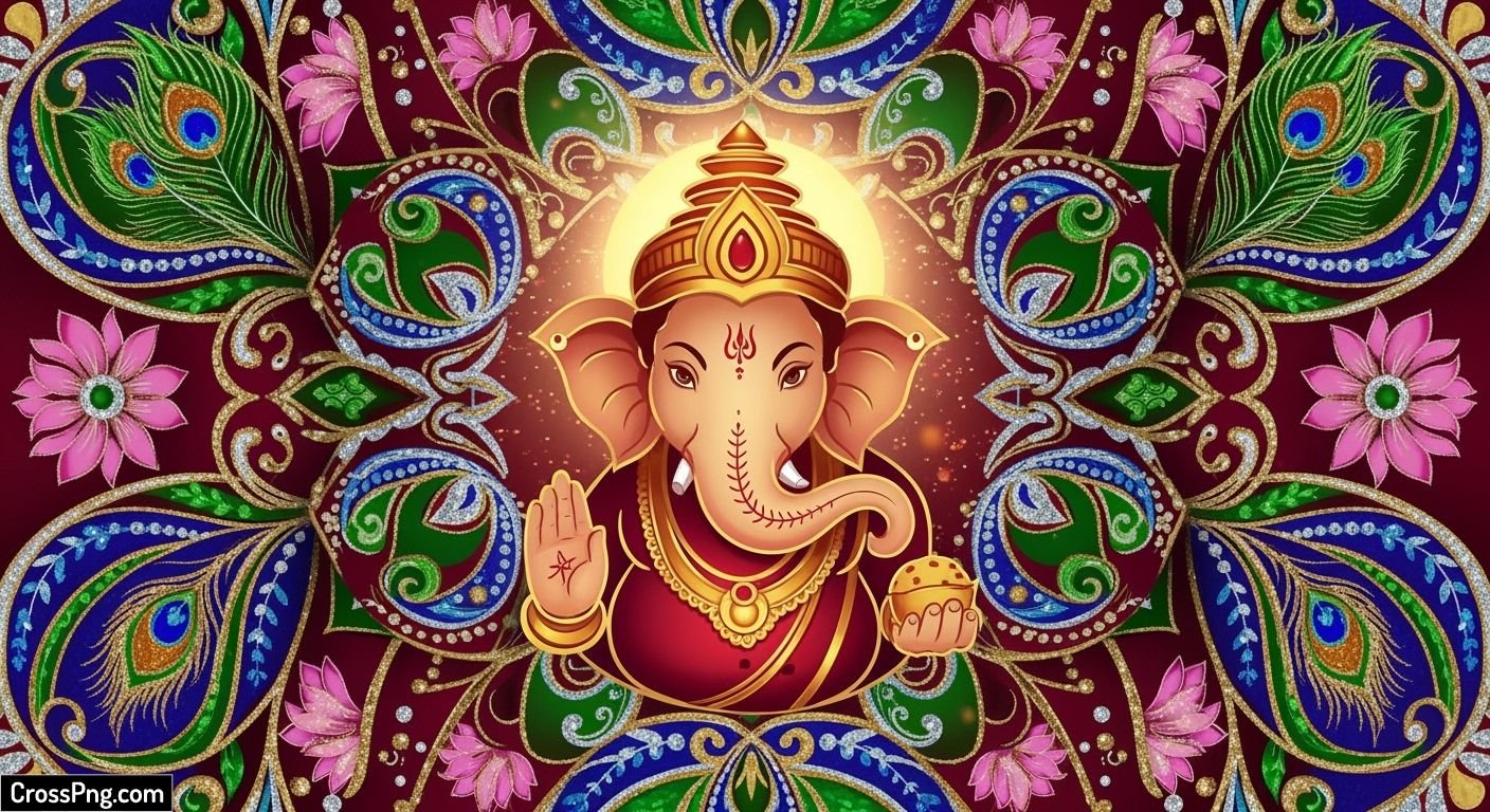 Background ganpati decoration design pattern image 3