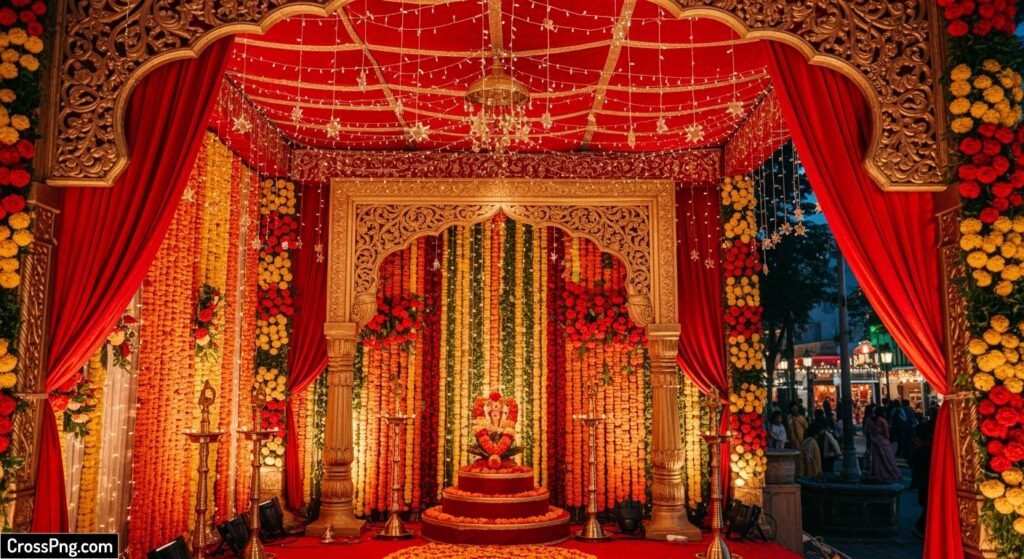 Background ganpati mandap decoration image 2
