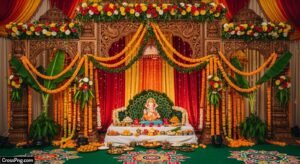 Background ganpati mandap decoration image 3