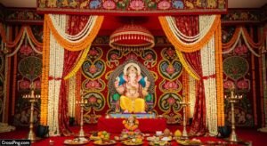 Background ganpati mandap decoration image
