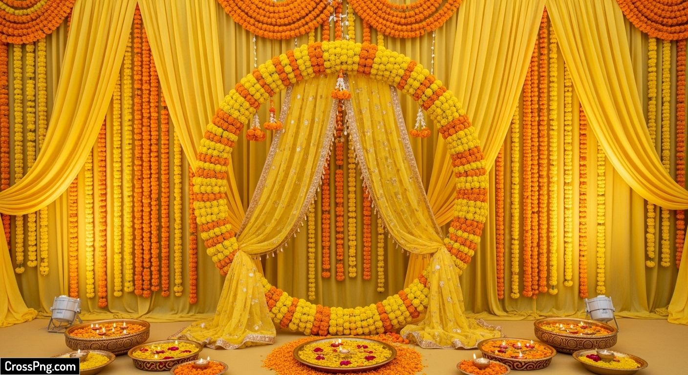 Background haldi ceremony decoration image 3