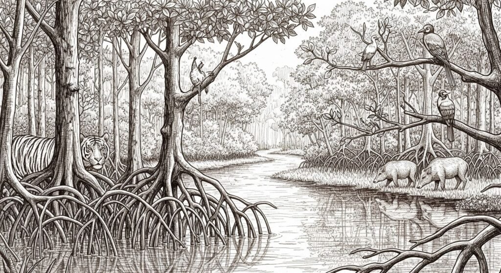 Background jugal forest drawing image 2