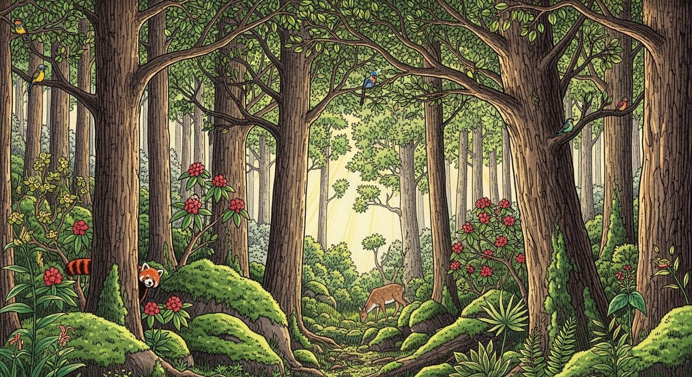 Background jugal forest drawing image 4