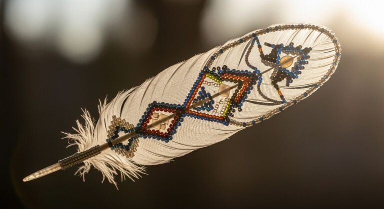 Beaded eagle feather transparent image 3