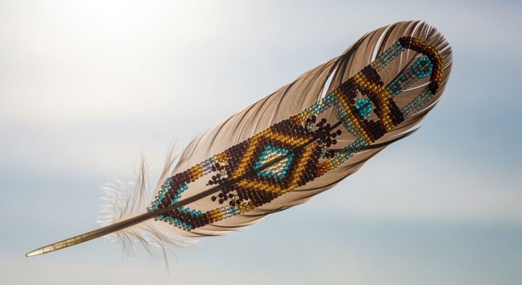 Beaded eagle feather transparent image 4