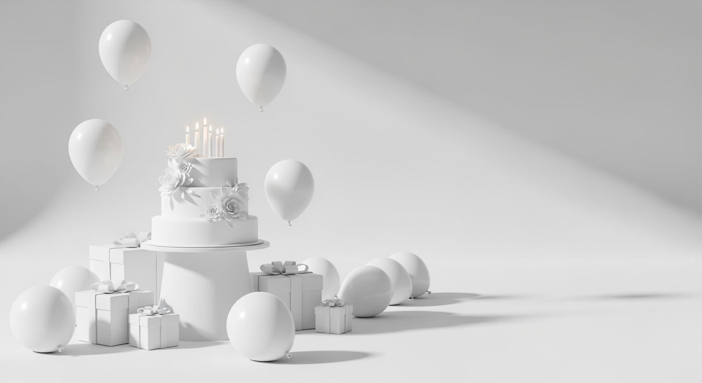 Birthday background all white image 2