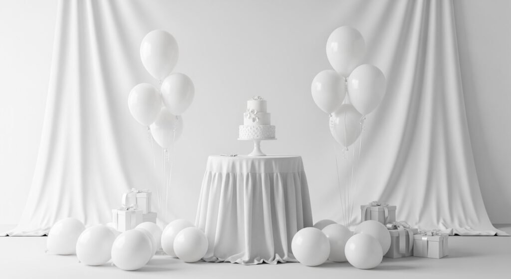 Birthday background all white image 4