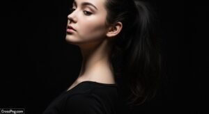 Black background girl wallpaper image 3