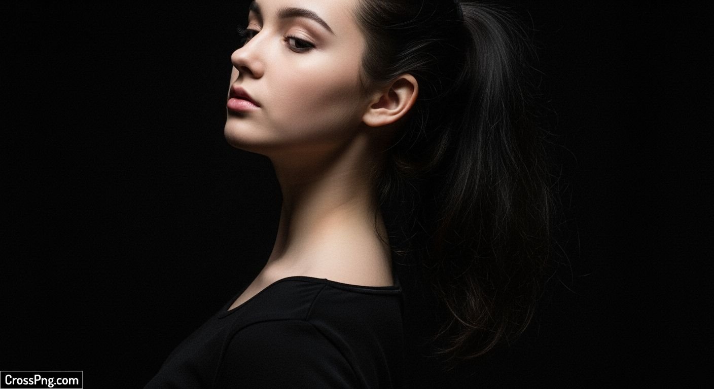 Black background girl wallpaper image 3