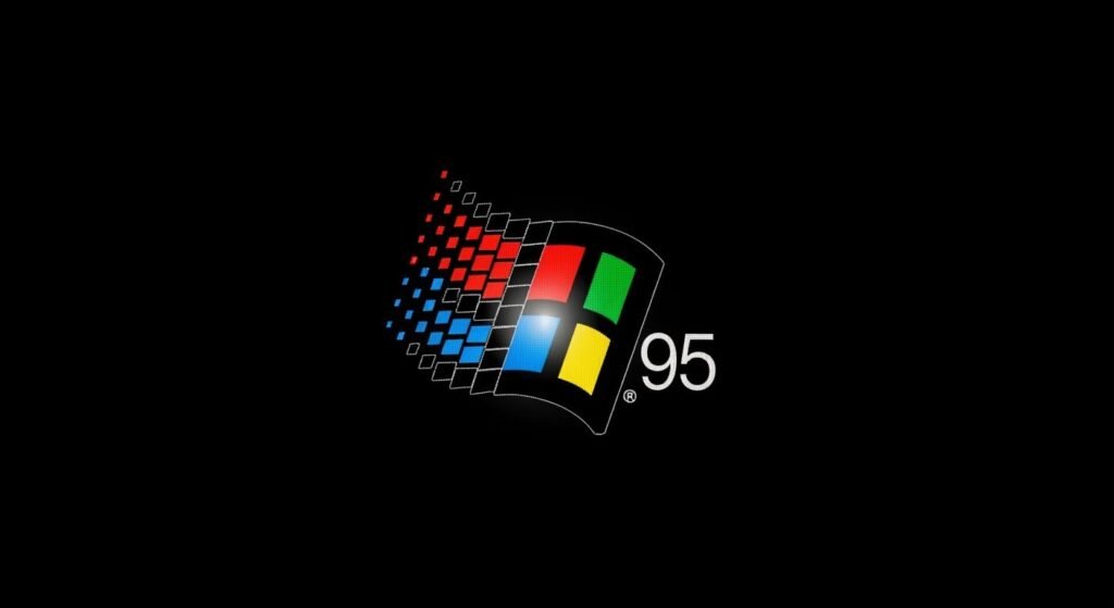 Black background old windows logo image