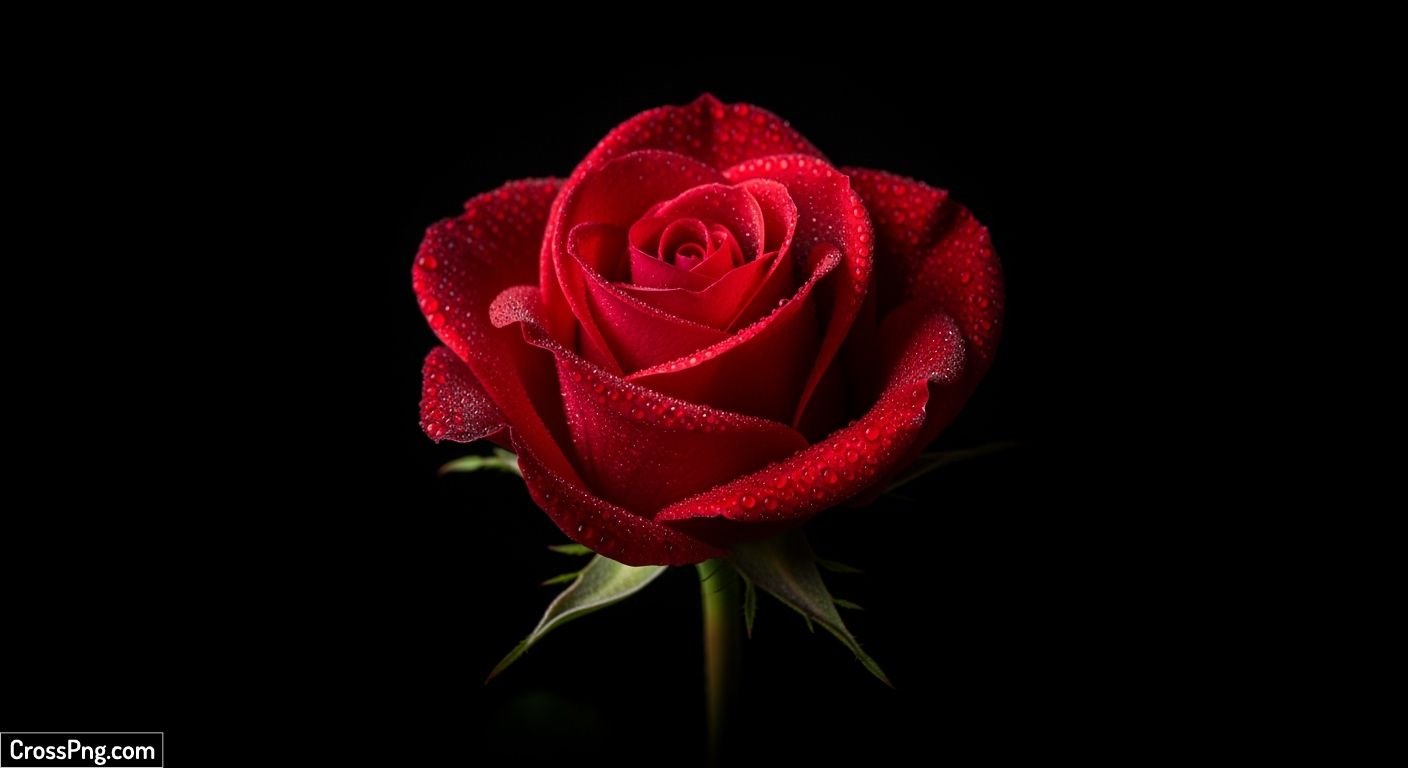 Black background red rose image