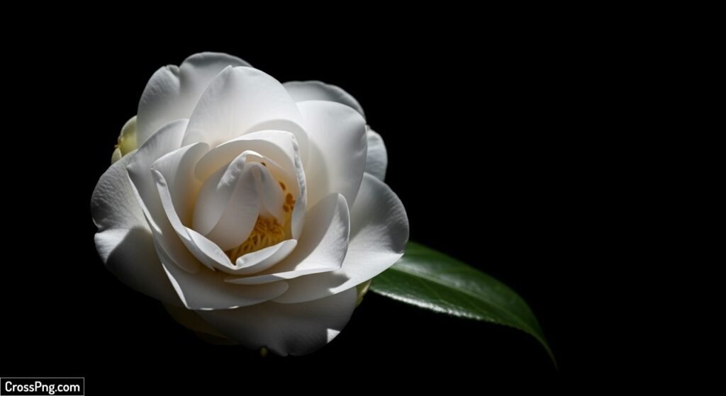 Black background white flower image