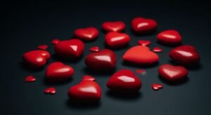Black background with hearts image