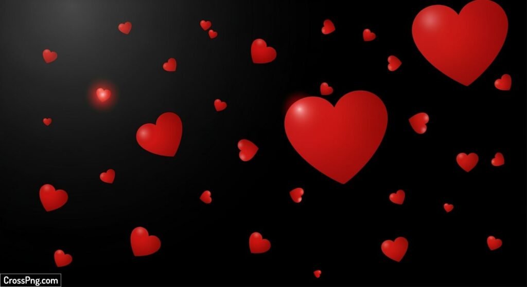 Black background with red hearts image 2