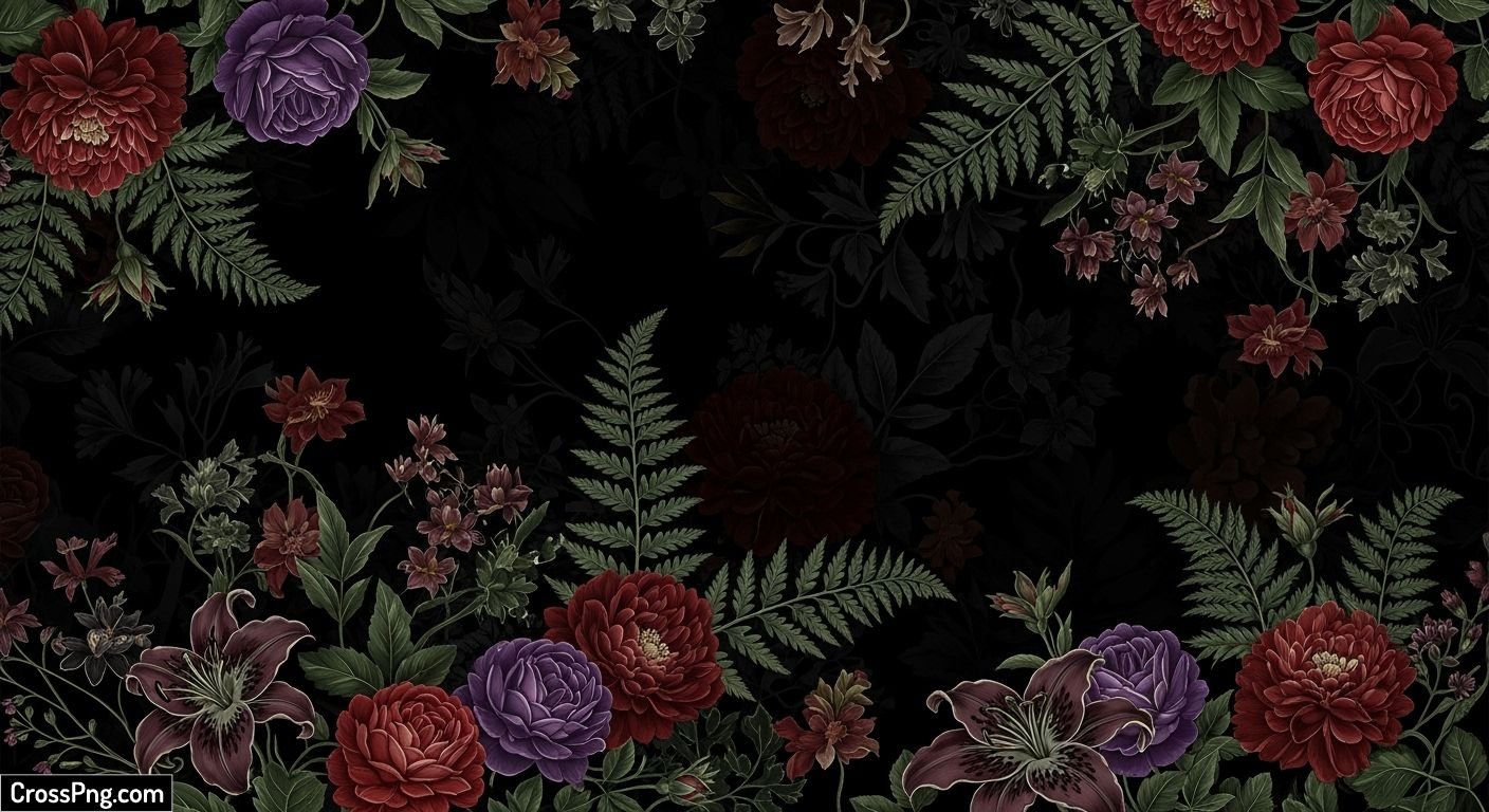 Black floral background image