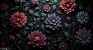 Black floral background image 2