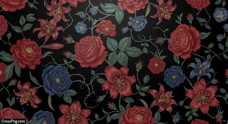 Black floral background image 3