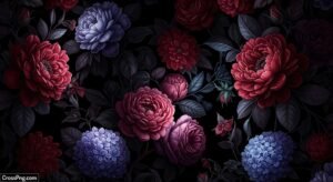 Black floral background image
