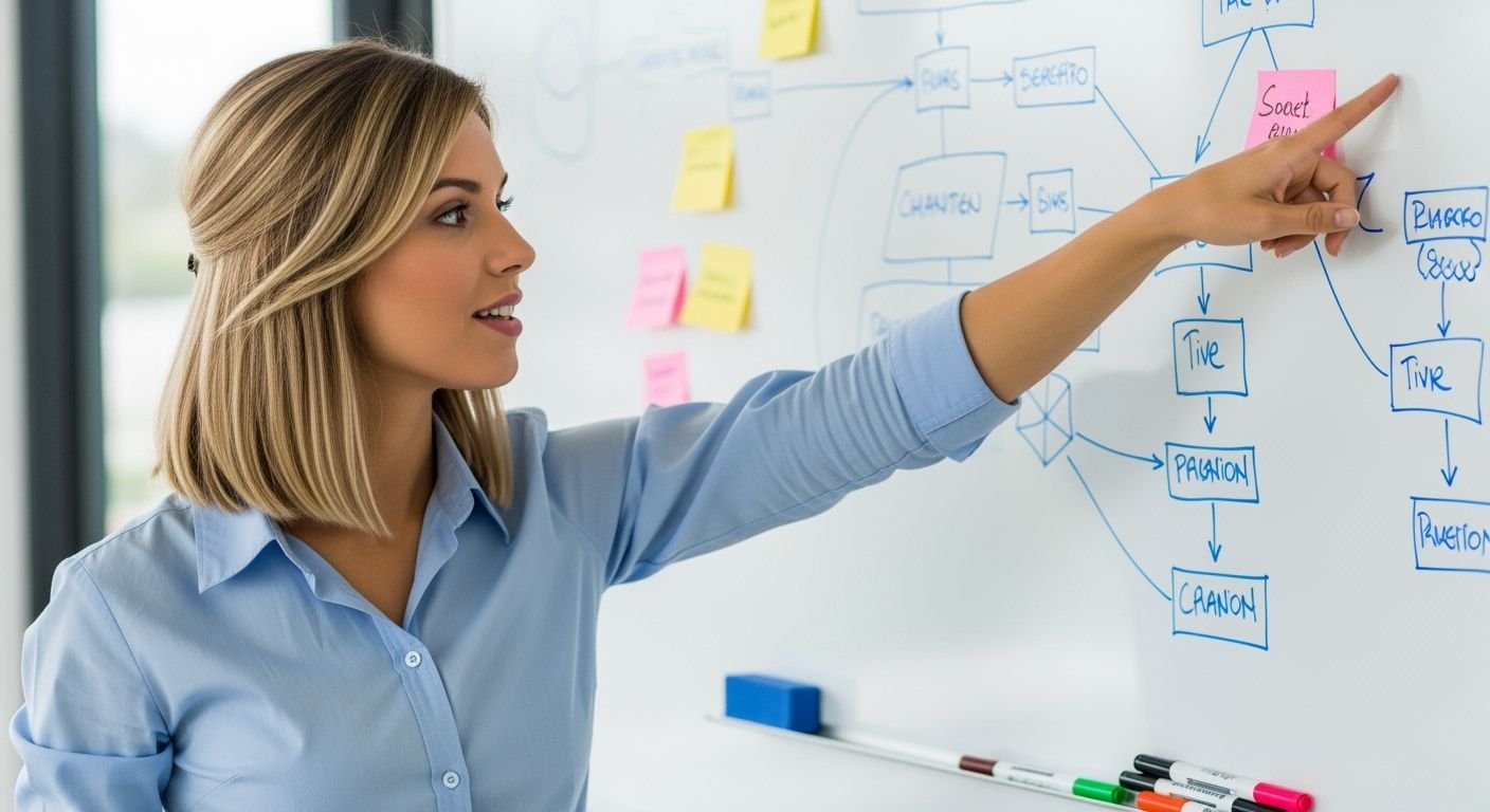 Blonde hair pointing at board image 3