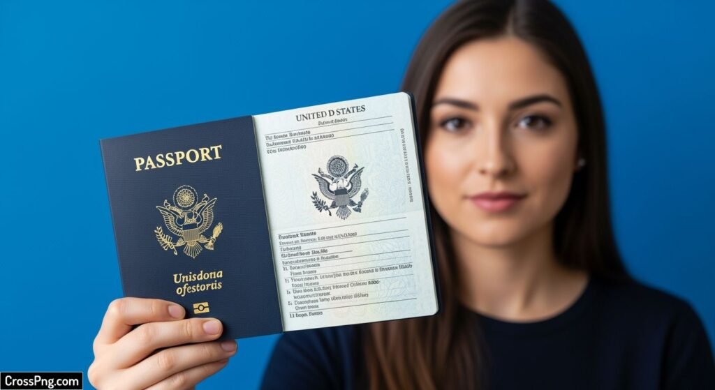 Blue background passport image